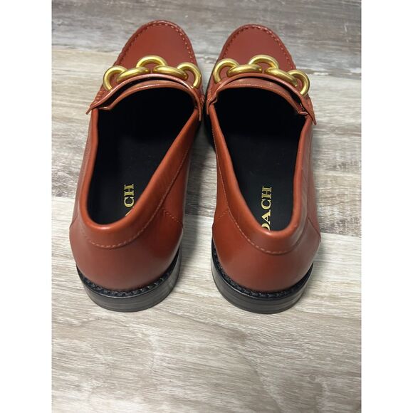 COACH Women's Jess Chain-Strap Moccasin Loafers Rust 8.5 - Picture 3 of 5